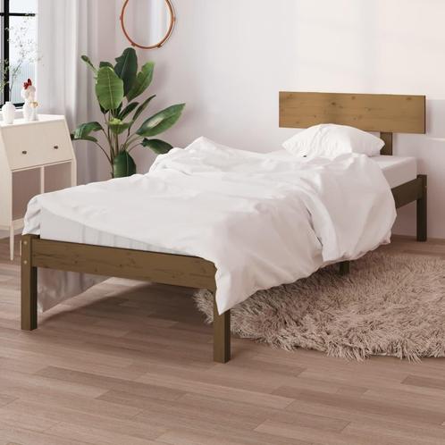 vidaXL Bedframe massief grenenhout honingbruin 90x190 cm, Huis en Inrichting, Slaapkamer | Bedden, 90 cm, 190 cm of minder, Bruin