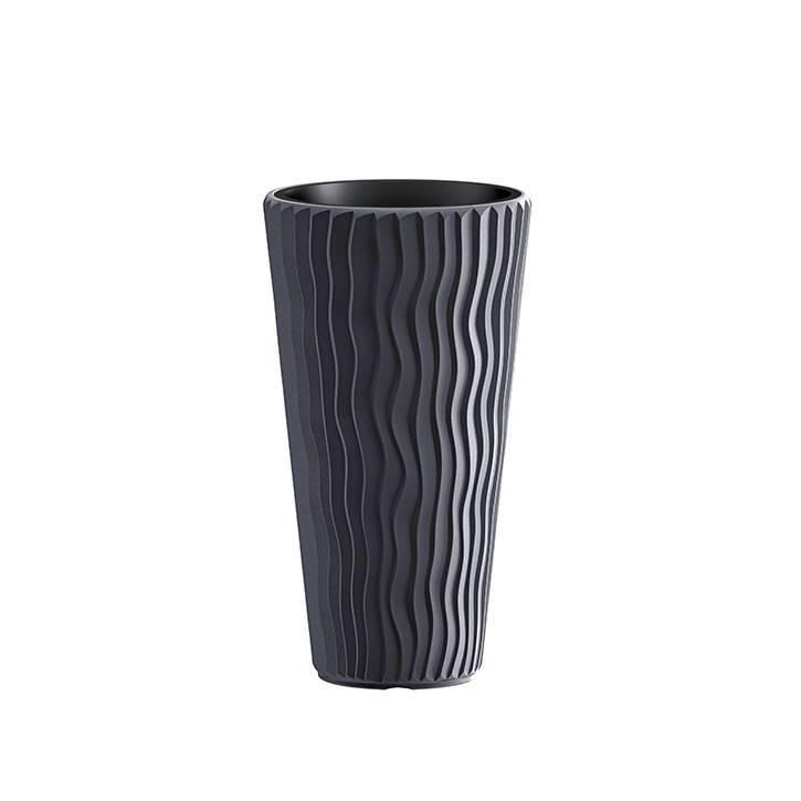 Hoge bloempot voor binnen & buiten antraciet 39 cm x 70 cm, Tuin en Terras, Bloempotten, 70 cm of meer, 25 tot 40 cm, Rond, Nieuw