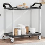 vidaXL Trolley 2-laags 99x50x97 cm aluminium zwart, Verzenden, Nieuw