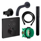 Badkraanset Hansgrohe Select Vierkant met Handdouche Zwart, Ophalen of Verzenden, Nieuw, Kraan
