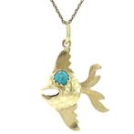 Gouden vintage vis hanger met kleursteen 14 kt, Ophalen of Verzenden, Nieuw