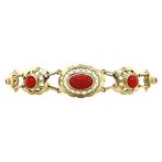Gouden vintage armband met bloedkoraal 14 krt, Sieraden, Tassen en Uiterlijk, Armbanden, Ophalen of Verzenden, Nieuw