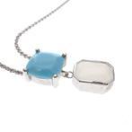 Zilveren ketting met vaste hanger | 40- 45 cm, Gebruikt, Overige kleuren, Ophalen of Verzenden, Met edelsteen
