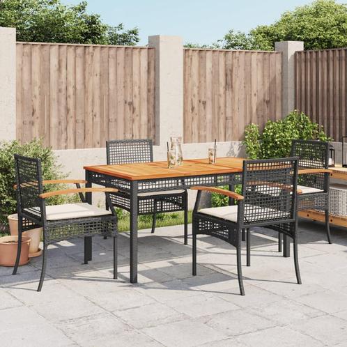 vidaXL 5-delige Tuinset met kussens poly rattan zwart, Tuin en Terras, Tuinsets en Loungesets, Tuinset, Nieuw, 4 zitplaatsen, Rotan