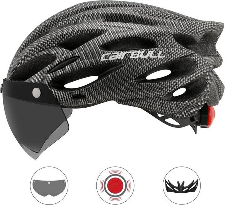 Carbon look 3 in 1 Fietshelm voor wielrennen en ATB +, Fietsen en Brommers, Fietsaccessoires | Fietskleding