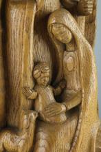 Snijwerk, Kerstgroep - Heilige Familie - 37 cm - Eik