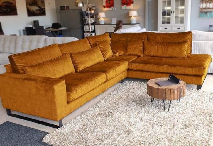 Hoekbank Naarden - hoekbanken - Goud, Huis en Inrichting, Banken | Sofa's en Chaises Longues, Nieuw, Stof
