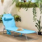 Comfortabele Opvouwbare Tuinligstoel met Kussen en Zijtas, Verzenden, Nieuw
