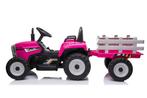 Elektrisch bestuurbare tractor met aanhanger - roze, Nieuw, Ophalen of Verzenden