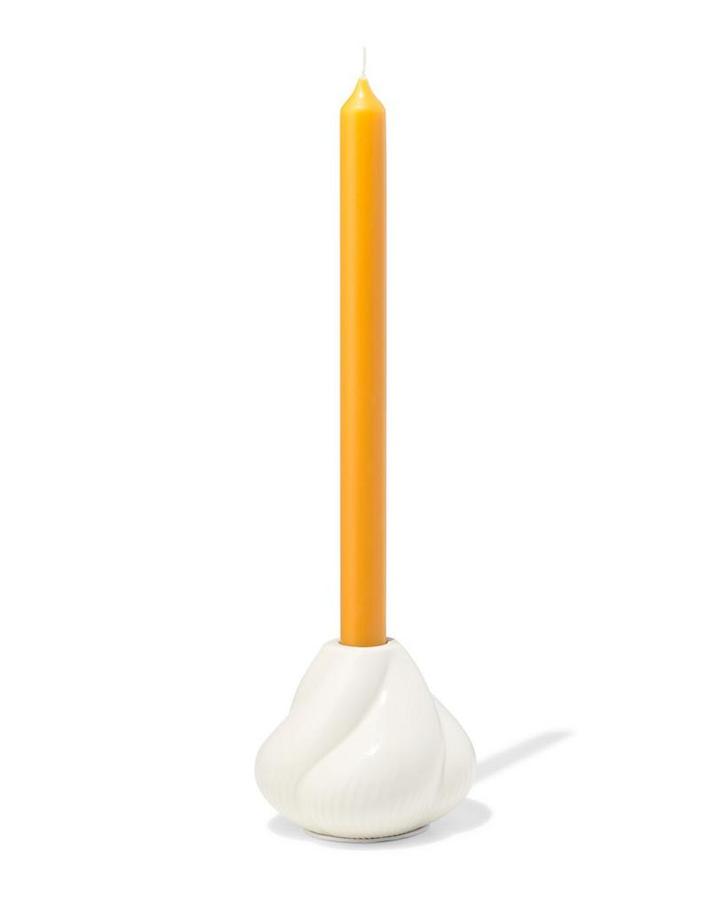 HEMA Kandelaar 9.2x9cm keramiek twist crème, Huis en Inrichting, Woonaccessoires | Kandelaars en Kaarsen, Nieuw, Verzenden