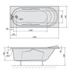 Ligbad Polysan Adriana 170x74x45 cm Acryl Wit, Doe-het-zelf en Verbouw, Sanitair, Ophalen of Verzenden, Nieuw