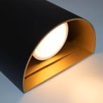 Moderne wandlamp Zwart / Goud Rond GU10 Up en Down light, Ophalen of Verzenden, Nieuw, Metaal