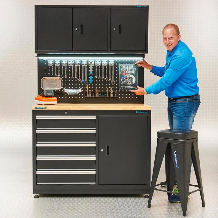 Datona Werkbank mit Oberschränken und Lochwand - 120 cm -, Doe-het-zelf en Verbouw, Werkbanken, Nieuw, Ophalen of Verzenden