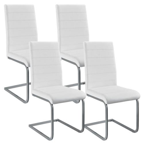 4 Eetkamerstoelen / stoel - Vegas - Kunstleer - Wit, Huis en Inrichting, Stoelen, Nieuw, Verzenden