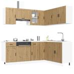 vidaXL 11-delige Keukenkastenset Porto bewerkt hout, Huis en Inrichting, Keuken | Keukenelementen, Verzenden, Nieuw, Bruin
