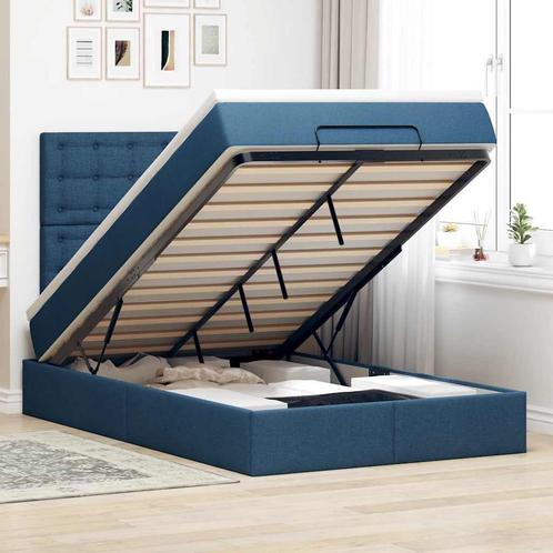 vidaXL Ottoman bed met matras 120x190 cm stof blauw, Huis en Inrichting, Slaapkamer | Bedden, 120 cm, 190 cm of minder, Blauw