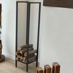 [en.casa] Brandhout rek Taarbæk houtopslag 35x35x140 cm zwar, Tuin en Terras, Haardhout, Verzenden