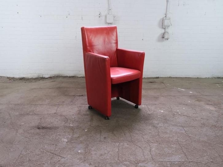 W. Schillig | Fauteuil | Tweedehands | Echt leder | Rood | V, Zakelijke goederen, Kantoor en Winkelinrichting | Kantoormeubilair en Inrichting