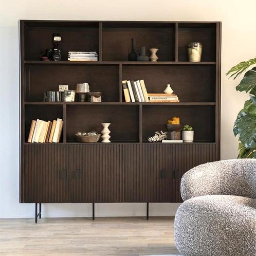 *WOONWINKEL* Eleonora Remi Grote Kast Met Open Vakken Bruin, Huis en Inrichting, Kasten | Boekenkasten, Nieuw, Verzenden