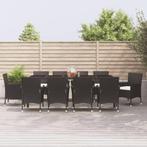 vidaXL 11-delige Tuinset met kussens poly rattan zwart, Meer dan 8 zitplaatsen, Nieuw, Tuinset, Verzenden