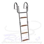 Zwemtrap RVS 316 – opklapbaar – 4 treden teak wood – Tender, Ophalen of Verzenden, Nieuw