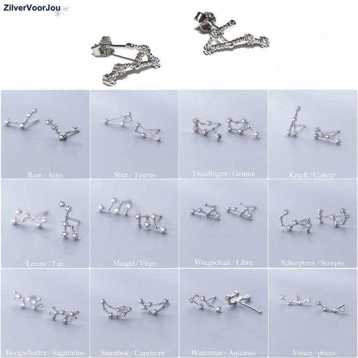 925 Zilveren minimalistische sterrenbeeld oorsteker, Sieraden, Tassen en Uiterlijk, Oorbellen, Nieuw, Verzenden