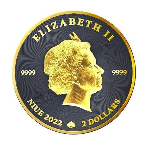 Niue. 2 Dollars 2022 1oz Niue Shamrock Black Ruthenium 24kt, Postzegels en Munten, Munten | Europa | Niet-Euromunten