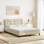 vidaXL Bedframe zonder matras 120x200 cm stof crèmekleurig, Verzenden, Nieuw, Twijfelaar, 120 cm