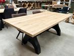 Eiken tafel | Tafelblad | Boomstam - recht | OP VOORRAAD, Ophalen, Landelijk, modern, sfeervol, warm, Eikenhout, 50 tot 100 cm