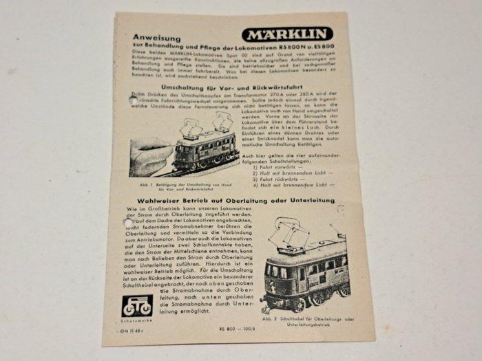 Märklin H0, 00 - RS 800N/ES 800 - Modeltrein (1) -, Hobby en Vrije tijd, Modeltreinen | H0