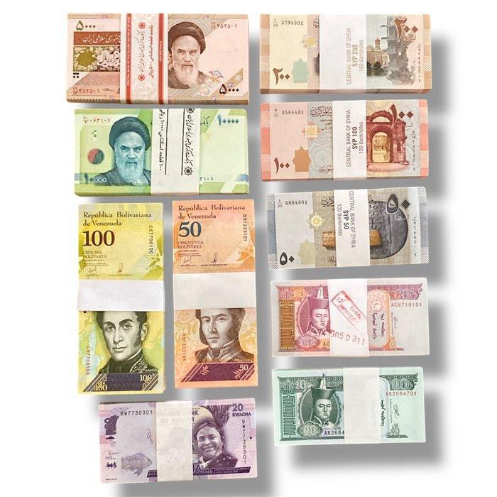 Wereld. - 10 Bundles / 1000 banknotes - Various Dates, Postzegels en Munten, Bankbiljetten | Europa | Niet-Eurobiljetten