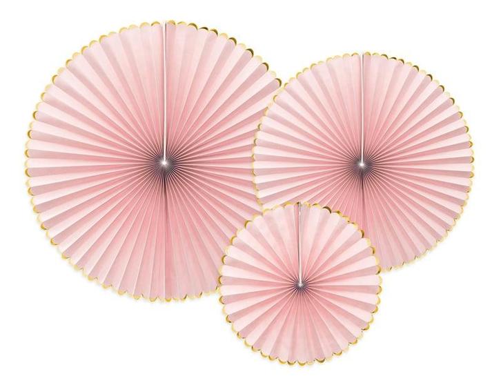Decoratieve Rozetten Lichtroze Met Gouden Rand (3st), Hobby en Vrije tijd, Feestartikelen, Nieuw, Ophalen of Verzenden