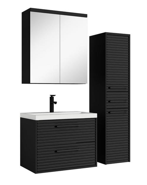 Badkamermeubel Etna 60cm zwart Badmeubel spiegel en zijkast, Huis en Inrichting, Badkamer | Badkamermeubels, Nieuw, Wastafelkast