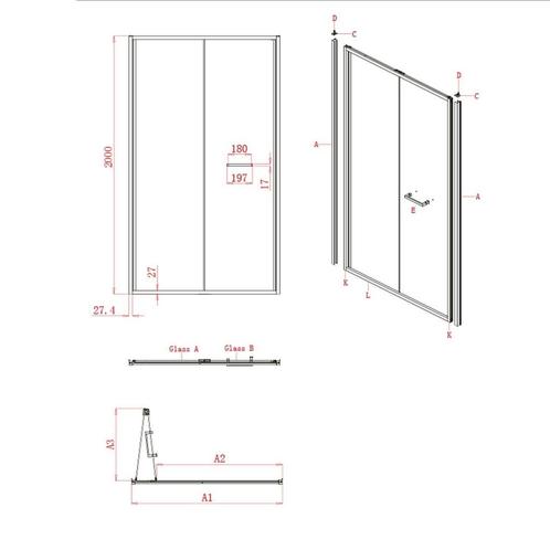 Nisdeur Lacus Ponza Evo Vouwdeur 95x200 Cm Mat Glas Chroom, Doe-het-zelf en Verbouw, Sanitair, Ophalen of Verzenden