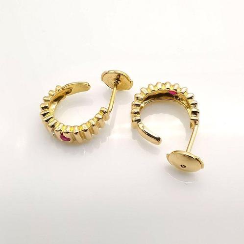 Oorbellen - 18 karaat Geel goud - 0.22ct. tw. Robijn -, Sieraden, Tassen en Uiterlijk, Oorbellen