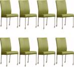 Set van 8 Leren eetkamerstoelen - met wieltjes - Echt leer,, Nieuw, Vijf, Zes of meer stoelen, Modern, Leer