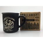 Campmug - Mok Amsterdam Holland Fiets Zwart - keramiek incl., Ophalen of Verzenden, Nieuw