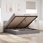 vidaXL Bed poef met matras en LEDs 180x200 cm stof taupe, Eenpersoons, Verzenden, Nieuw, 80 cm