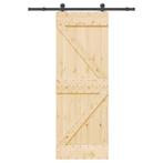 vidaXL Schuifdeur met beslag 70x210 cm massief grenenhout, Doe-het-zelf en Verbouw, Deuren en Horren, Verzenden, Nieuw