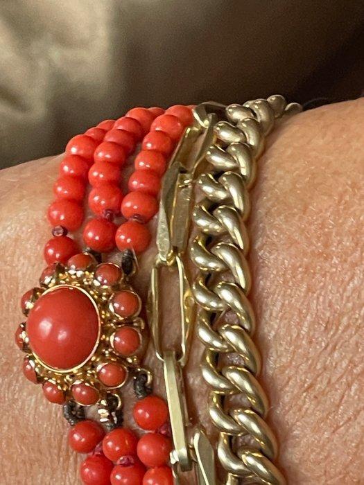 Armband - 14 karaat Geel goud Bloedkoraal - Bloedkoraal -, Sieraden, Tassen en Uiterlijk, Armbanden