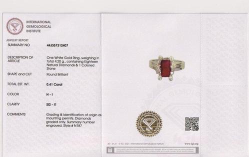 Ring - 14 karaat Witgoud - 1.45ct. tw. Robijn - Diamant -, Sieraden, Tassen en Uiterlijk, Ringen