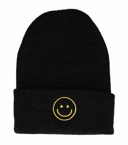 Beanie Muts Smiley Zwart, Kleding | Dames, Hoeden en Petten