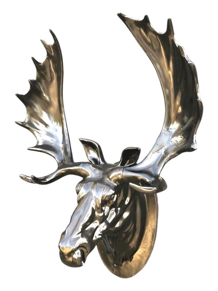 Kolossale kop van een Scandinavische Eland, zwart, Verzamelen, Beelden en Beeldjes, Ophalen of Verzenden