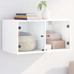 vidaXL Wandkast met glazen deuren 68,5x37x35 cm wit, Huis en Inrichting, Kasten | Overige, Verzenden, Nieuw