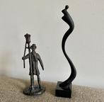 Beeldje - Lighting Man + Abstract figure (2) - Brons