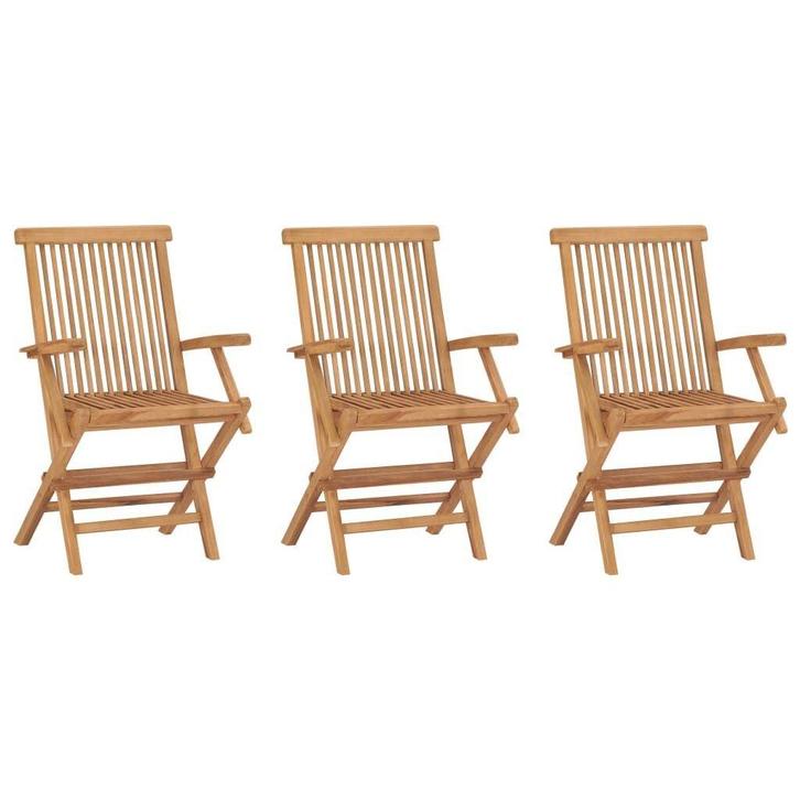 Tuinstoelen Teakhout 3-pack | Gebruikt | 40% Korting, Tuin en Terras, Tuinstoelen, Inklapbaar, Nieuw, Teakhout, Ophalen of Verzenden