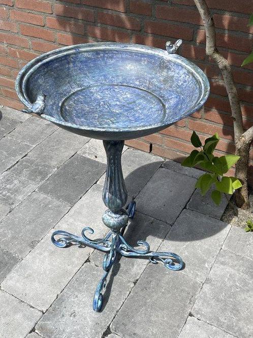 Vogelbad - Metaal - blauw metalen vogelbad, Antiek en Kunst, Curiosa en Brocante