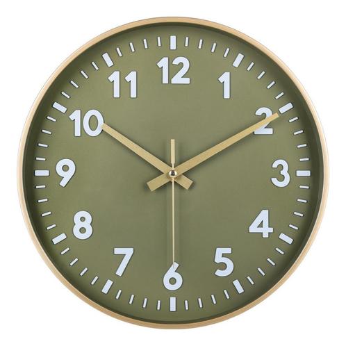 IvoQ Moderne 3D Wandklok 30 cm – Groen & Goud – Stil Uurwerk, Huis en Inrichting, Woonaccessoires | Klokken, Analoog, Wandklok