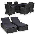 vidaXL 9-delige Tuinset poly rattan zwart, Tuin en Terras, Tuinsets en Loungesets, Nieuw, 8 zitplaatsen, Tuinset, Verzenden