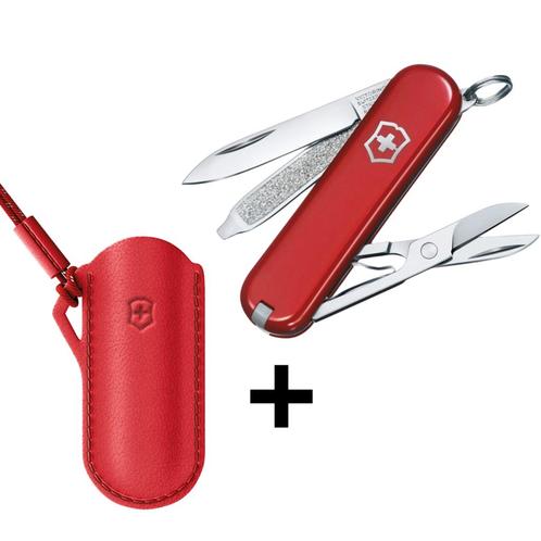 Victorinox Classic SD 7 Functies Rood + Lederen Etui Rood, Huis en Inrichting, Keuken | Keukenbenodigdheden